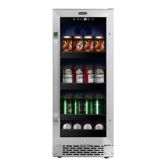 Whynter BBR-838SB 15 inch Built-In 80 Can Undercounter Stainless Steel Beverage Refrigerator with Reversible Door, Digital Control, Lock and Carbon Filter