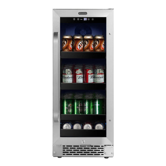 Whynter BBR-838SB 15 inch Built-In 80 Can Undercounter Stainless Steel Beverage Refrigerator with Reversible Door, Digital Control, Lock and Carbon Filter