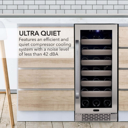 Whynter BWR-331SL Elite 33 Bottle Seamless Stainless Steel Door Single Zone Built-in Wine Refrigerator