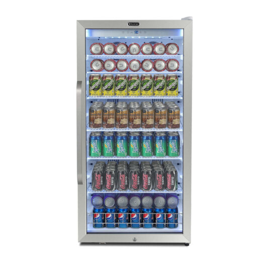 Whynter CBM-1060XLW/CBM-1060XLWa Freestanding 10.6 cu. ft. Stainless Steel Commercial Beverage Merchandiser with Superlit Door and Lock -White