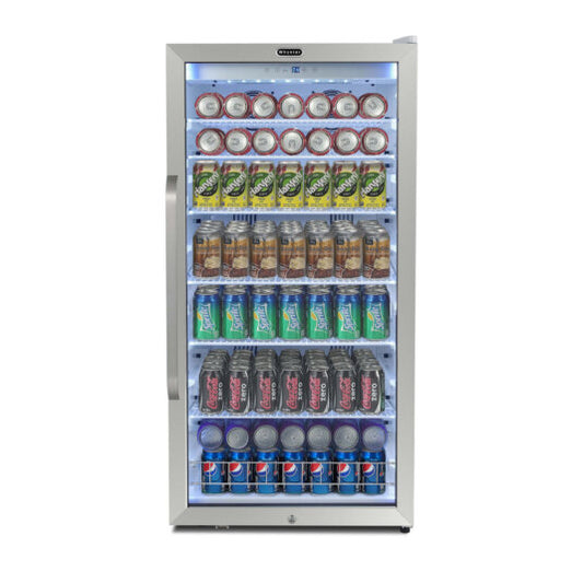 Whynter CBM-1060XLW/CBM-1060XLWa Freestanding 10.6 cu. ft. Stainless Steel Commercial Beverage Merchandiser with Superlit Door and Lock -White