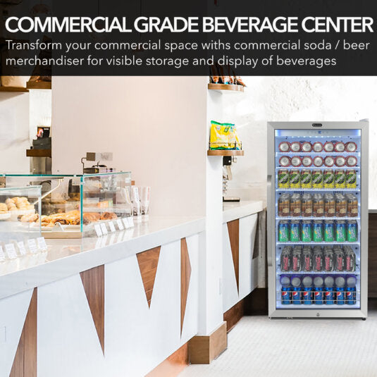 Whynter CBM-1060XLW/CBM-1060XLWa Freestanding 10.6 cu. ft. Stainless Steel Commercial Beverage Merchandiser with Superlit Door and Lock -White