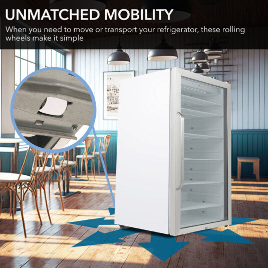 Whynter CBM-1060XLW/CBM-1060XLWa Freestanding 10.6 cu. ft. Stainless Steel Commercial Beverage Merchandiser with Superlit Door and Lock -White