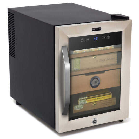 Whynter CHC-123DS 1.2 cu. ft. Stainless Steel Digital Control and Display Cigar Humidor with Spanish Cedar Shelves