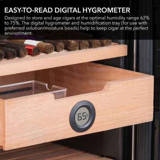 Whynter CHC-123DS 1.2 cu. ft. Stainless Steel Digital Control and Display Cigar Humidor with Spanish Cedar Shelves