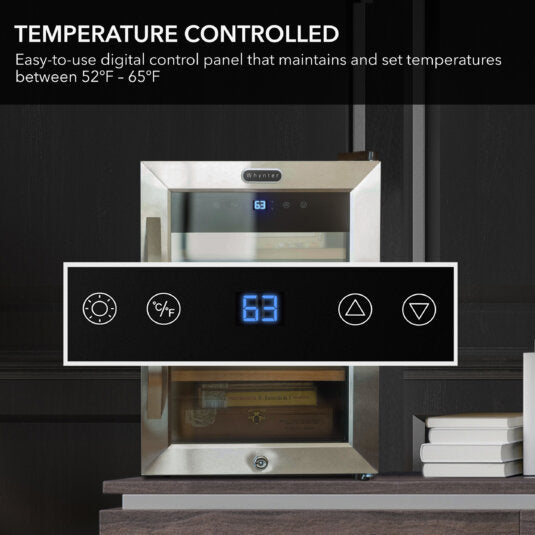 Whynter CHC-123DS 1.2 cu. ft. Stainless Steel Digital Control and Display Cigar Humidor with Spanish Cedar Shelves