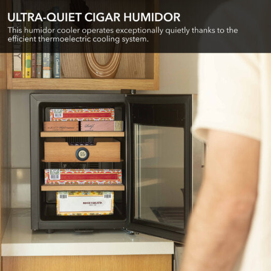 Whynter CHC-123DS 1.2 cu. ft. Stainless Steel Digital Control and Display Cigar Humidor with Spanish Cedar Shelves