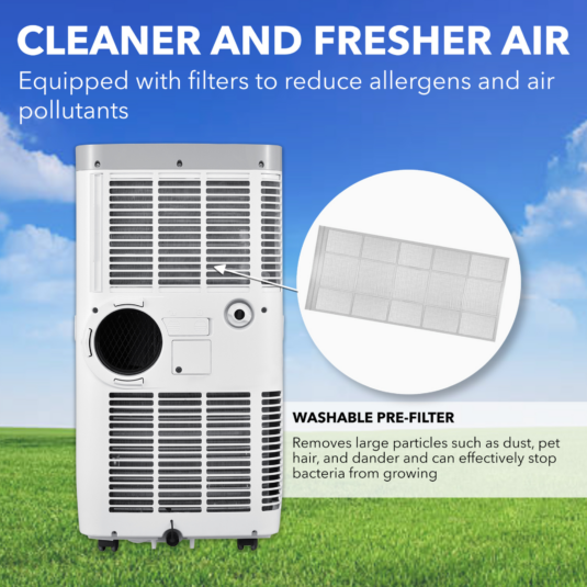 Whynter ARC-115WG 11,000 BTU (6,800 BTU SACC) Compact Portable Air Conditioner, Dehumidifier, and Fan with Remote Control, up to 400 sq ft in White/Grey