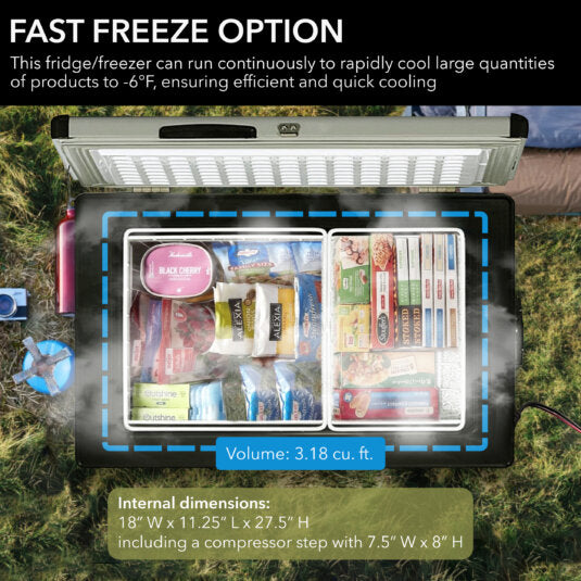 Whynter FM-951GW 95 Quart Portable Wheeled Refrigerator/Freezer with Door Alert and 12v Option – Gray