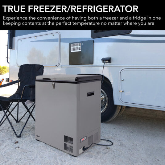 Whynter FM-951GW 95 Quart Portable Wheeled Refrigerator/Freezer with Door Alert and 12v Option – Gray