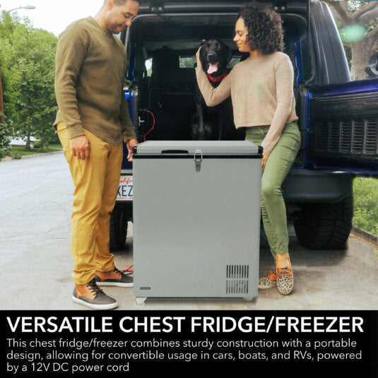 Whynter FM-951GW 95 Quart Portable Wheeled Refrigerator/Freezer with Door Alert and 12v Option – Gray