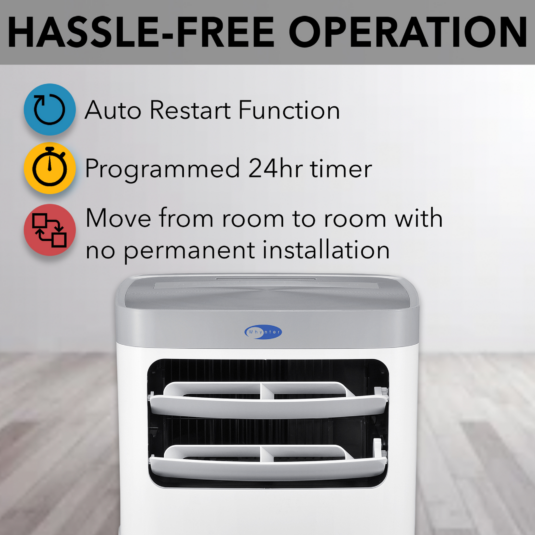 Whynter ARC-115WG 11,000 BTU (6,800 BTU SACC) Compact Portable Air Conditioner, Dehumidifier, and Fan with Remote Control, up to 400 sq ft in White/Grey