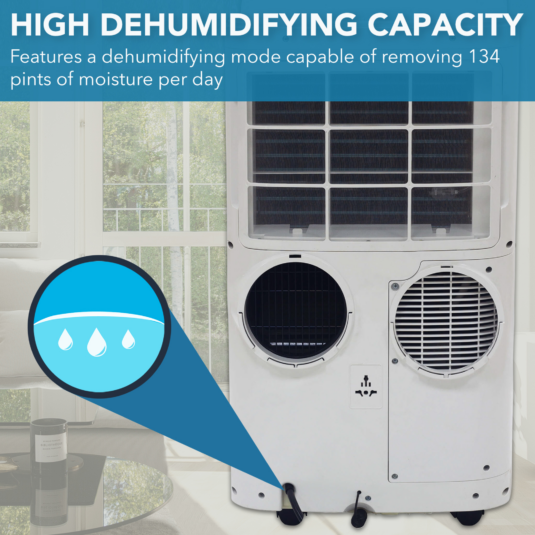 Whynter ARC-147WFH 14,000 BTU (10,000 BTU SACC) Dual Hose Cooling Portable Air Conditioner, Heater, Dehumidifier, and Fan with Remote Control, HEPA and Carbon Filter, up to 500 sq ft in White