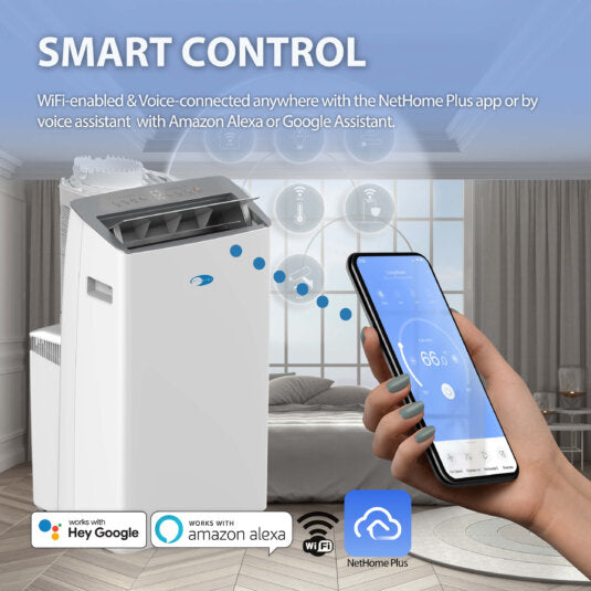 Whynter ARC-1030WN 12,000 BTU (10,000 BTU SACC) NEX Inverter Dual Hose Cooling Portable Air Conditioner, Dehumidifier, and Fan with Smart Wi-Fi, up to 500 sq ft in White