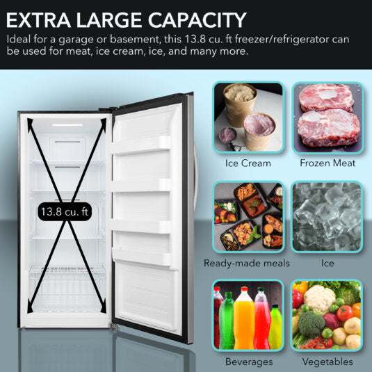 Whynter UDF-139SS/UDF-139SSa 13.8 cu.ft. Energy Star Digital Upright Convertible Deep Freezer/Refrigerator – Stainless Steel