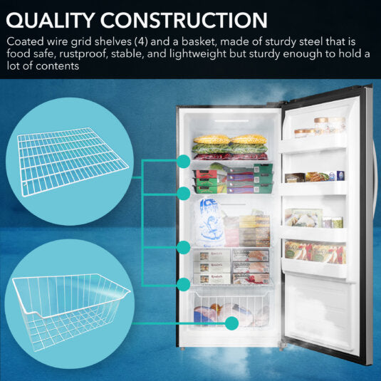 Whynter UDF-139SS/UDF-139SSa 13.8 cu.ft. Energy Star Digital Upright Convertible Deep Freezer/Refrigerator – Stainless Steel