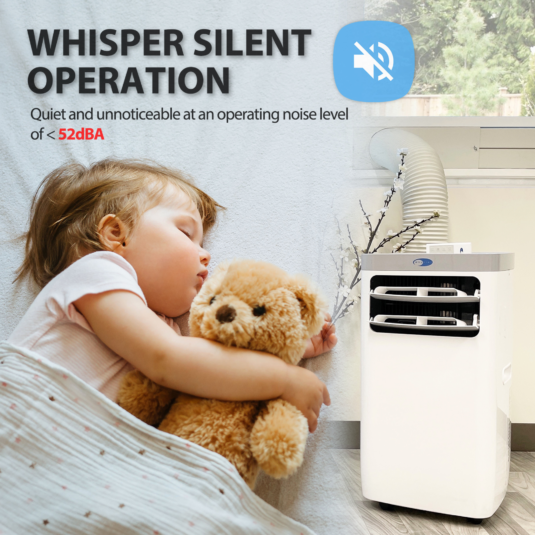 Whynter ARC-115WG 11,000 BTU (6,800 BTU SACC) Compact Portable Air Conditioner, Dehumidifier, and Fan with Remote Control, up to 400 sq ft in White/Grey