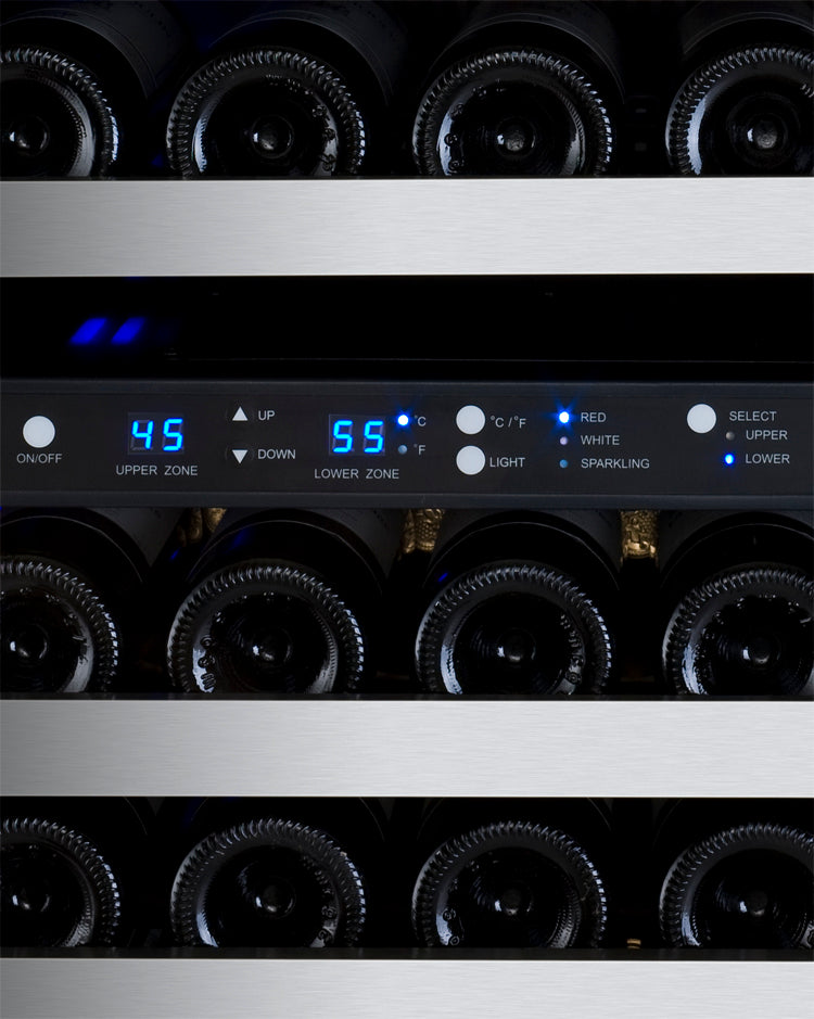 47" Wide FlexCount II Tru-Vino 242 Bottle Four Zone Stainless Steel Side-by-Side Wine Refrigerator