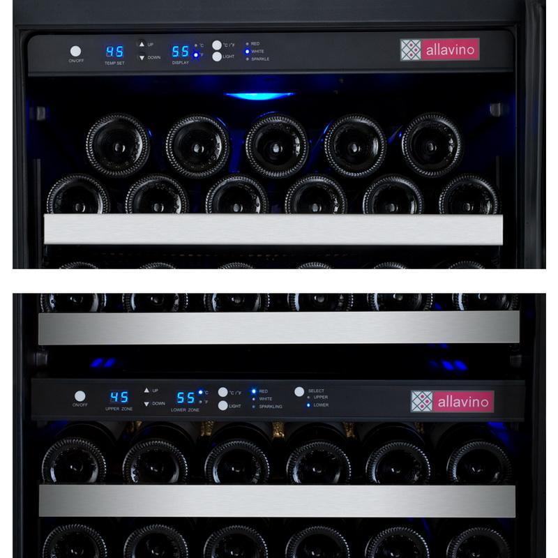 Allavino 249 Bottle Three Zone Stainless Steel Side-by-Side Wine Refrigerator