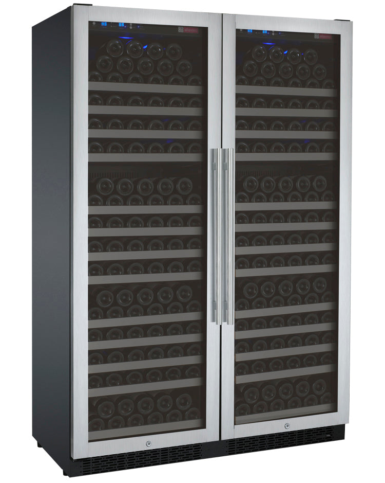47" Wide FlexCount II Tru-Vino 354 Bottle Dual Zone Stainless Steel Side-by-Side Wine Refrigerator
