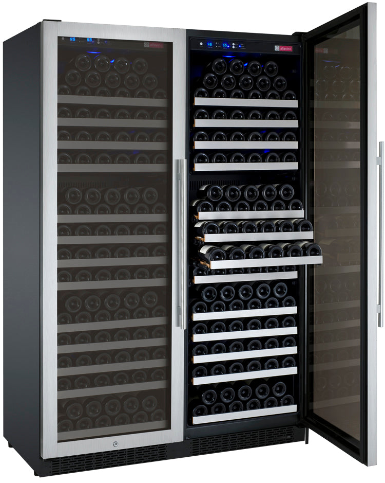 47" Wide FlexCount II Tru-Vino 354 Bottle Dual Zone Stainless Steel Side-by-Side Wine Refrigerator