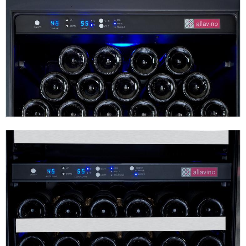 Allavino 349 Bottle Three Zone Stainless Steel Side-by-Side Wine Refrigerator