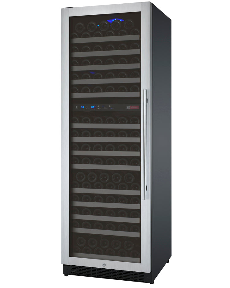 Wide FlexCount II Tru-Vino 172 Bottle Dual Zone Stainless Steel Left Hinge Wine Refrigerator