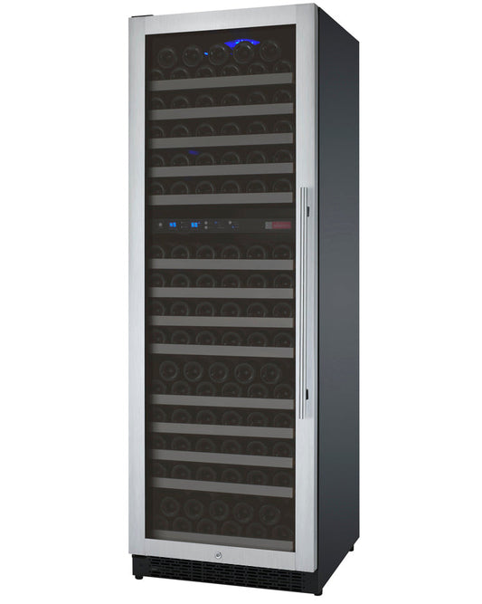 Wide FlexCount II Tru-Vino 172 Bottle Dual Zone Stainless Steel Left Hinge Wine Refrigerator