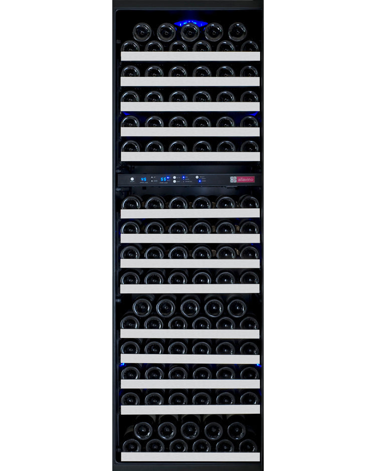 Wide FlexCount II Tru-Vino 172 Bottle Dual Zone Stainless Steel Left Hinge Wine Refrigerator