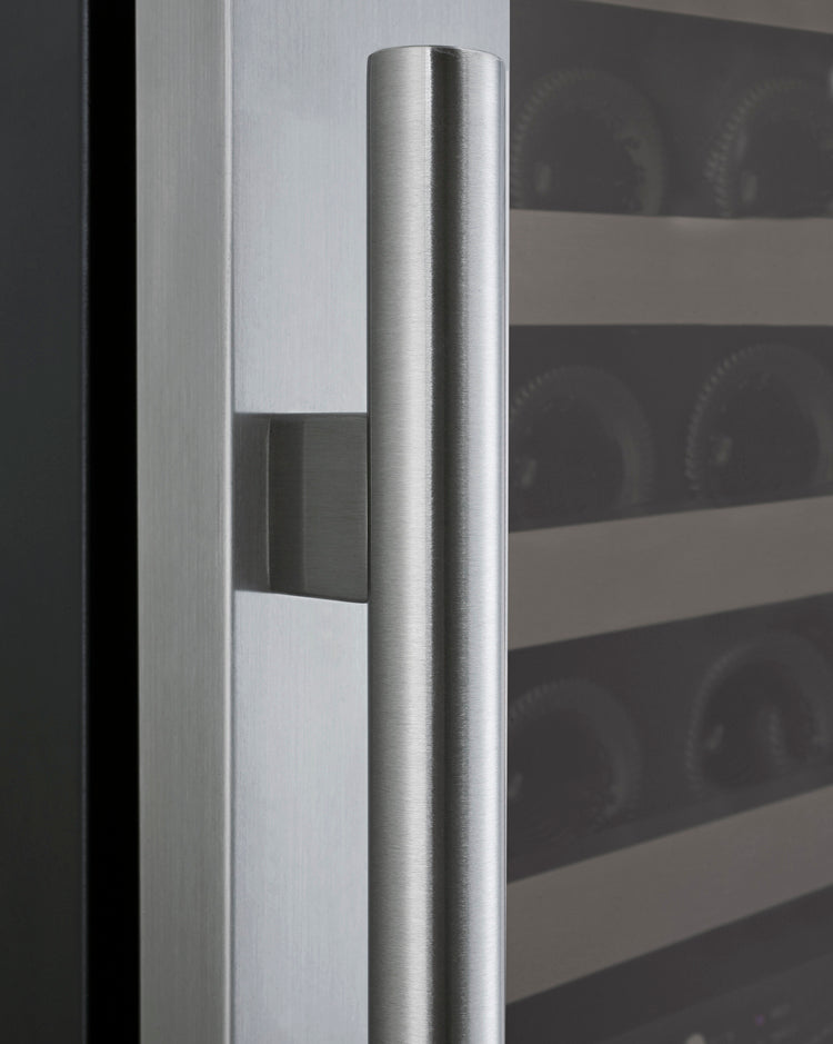Wide FlexCount II Tru-Vino 172 Bottle Dual Zone Stainless Steel Left Hinge Wine Refrigerator