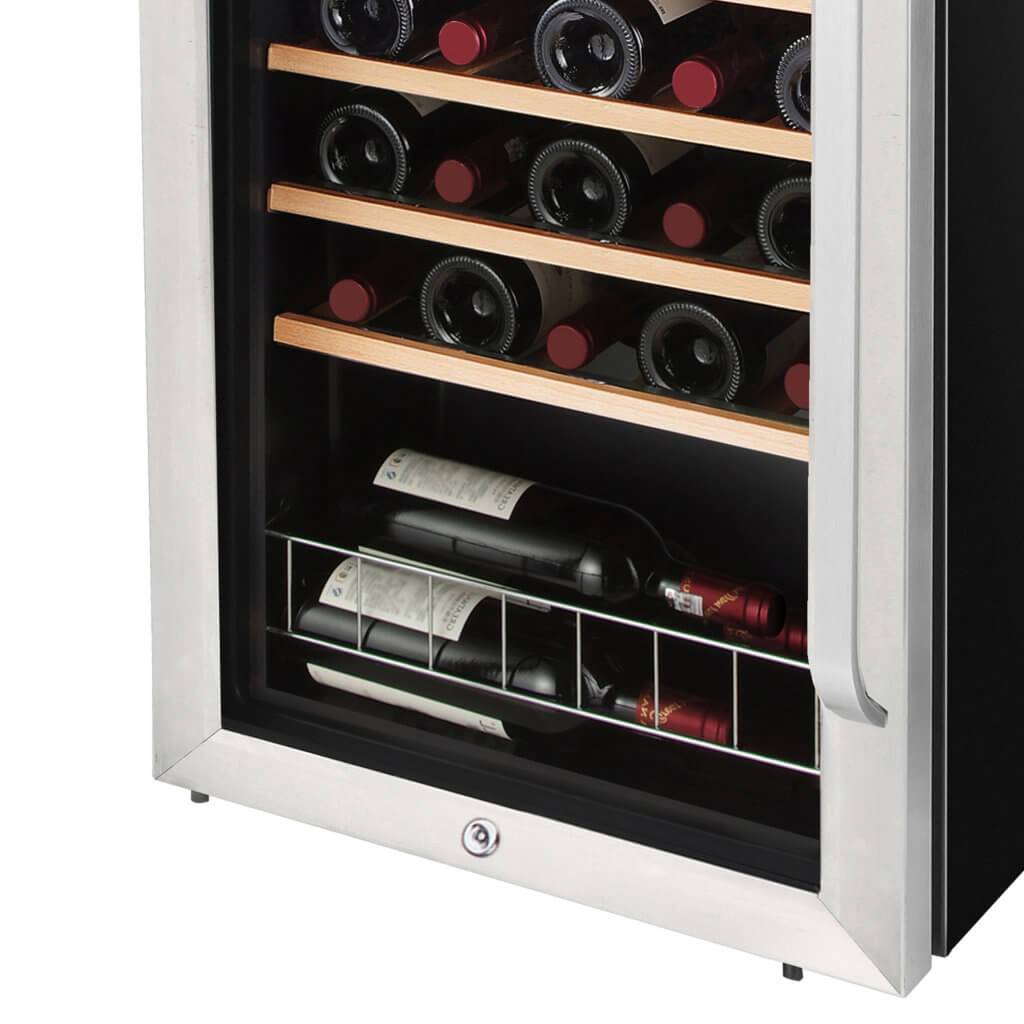 Whynter 34 Bottle Freestanding Stainless Steel Wine Refrigerator with Display Shelf and Digital Control FWC-341TS
