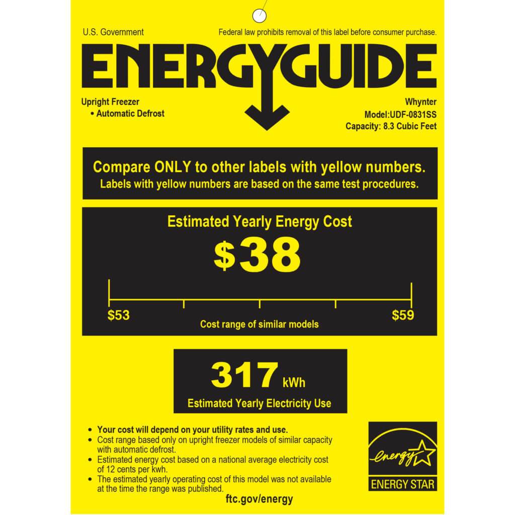 Whynter 8.3 cu.ft. Energy Star Digital Upright Stainless Steel Deep Freezer/Refrigerator UDF-0831SS