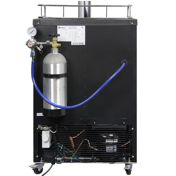 Kegco Dual Faucet Kombucha Keg Cooler with Black Cabinet and Door