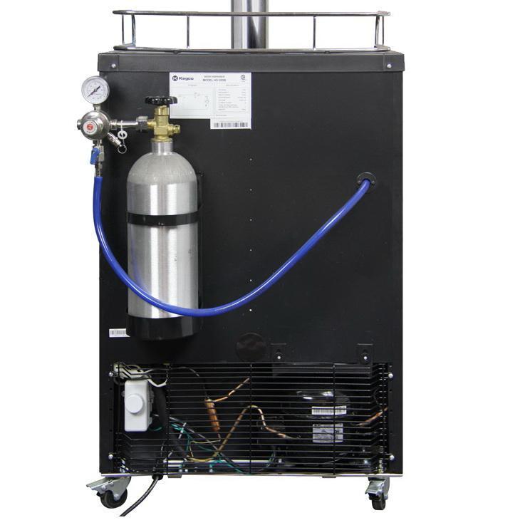 Kegco Triple Faucet Kombucharator with Black Cabinet and Stainless Steel Door