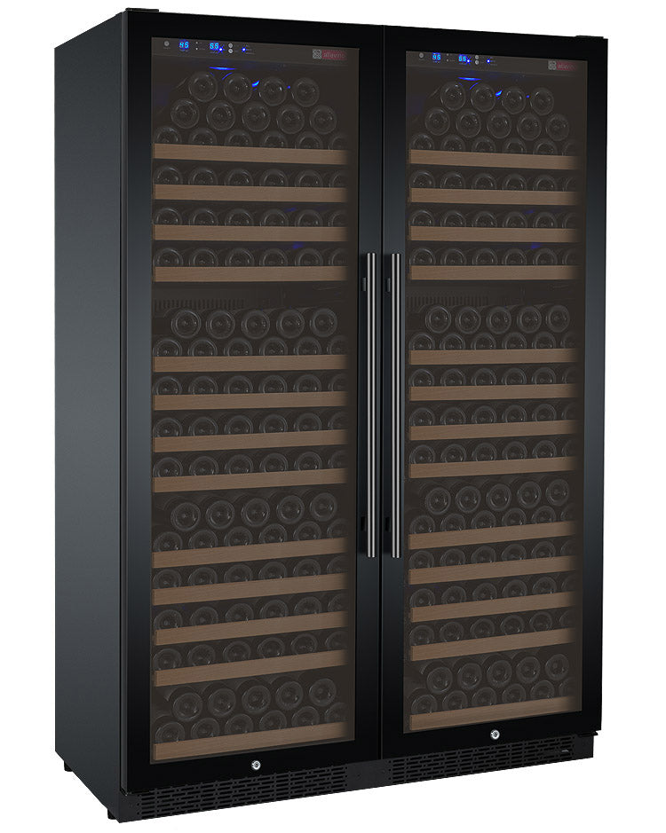 47" Wide FlexCount II Tru-Vino 354 Bottle Dual Zone Black Side-by-Side Wine Refrigerator