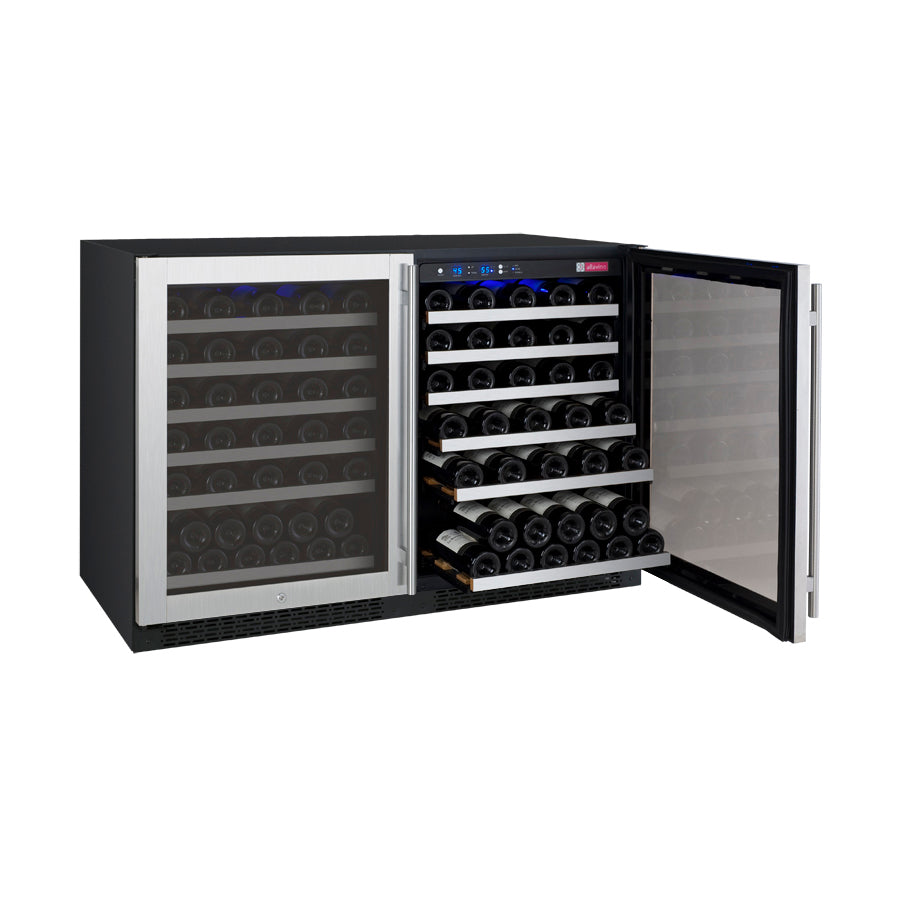 47" Wide FlexCount II Tru-Vino 112 Bottle Dual-Zone Stainless Steel Side-by-Side Wine Refrigerator