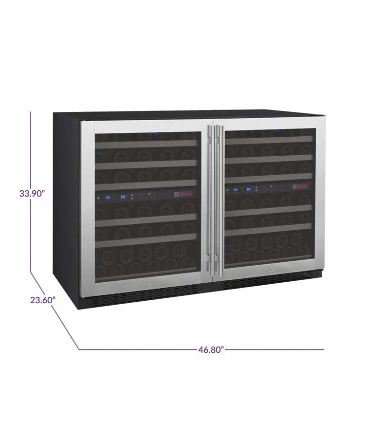 47" Wide FlexCount II Tru-Vino 112 Bottle Dual-Zone Stainless Steel Side-by-Side Wine Refrigerator