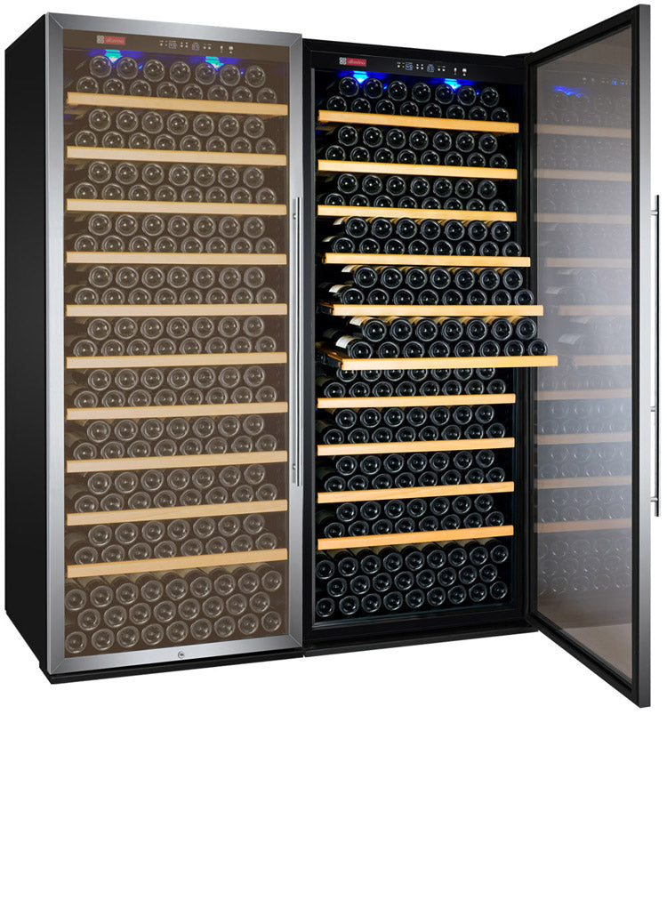 Wide Vite II Tru-Vino 554 Bottle Dual Zone Stainless Steel Side-by-Side Wine Refrigerator 63"
