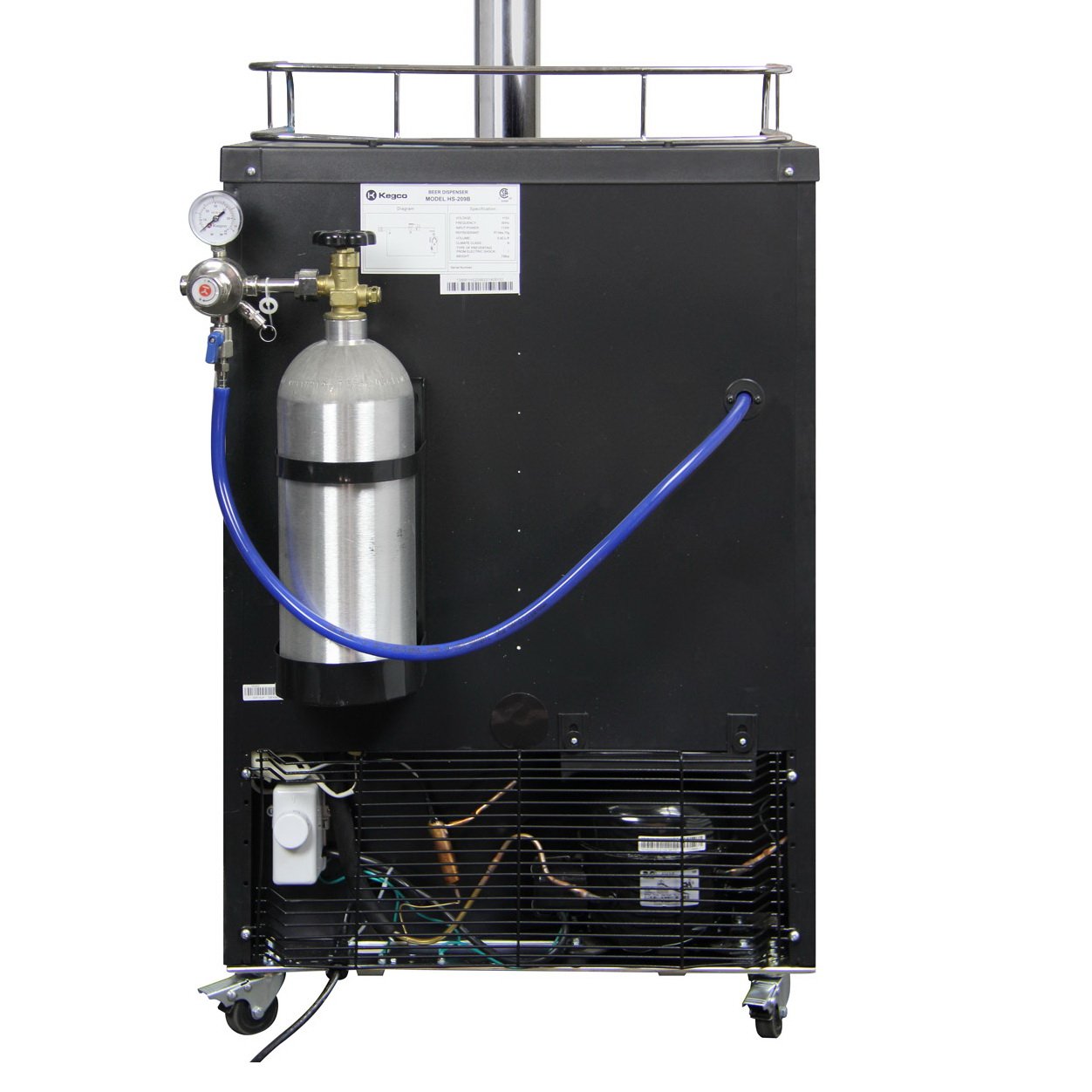 Kegco One Tap Faucet Digital Temperature Kegerator - Black Cabinet with Black Stainless Steel Door