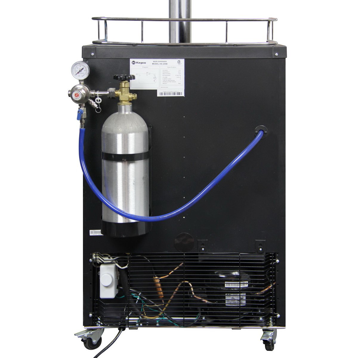 Kegco Double Faucet Digital Kombucharator - Black Cabinet with Matte Black Door