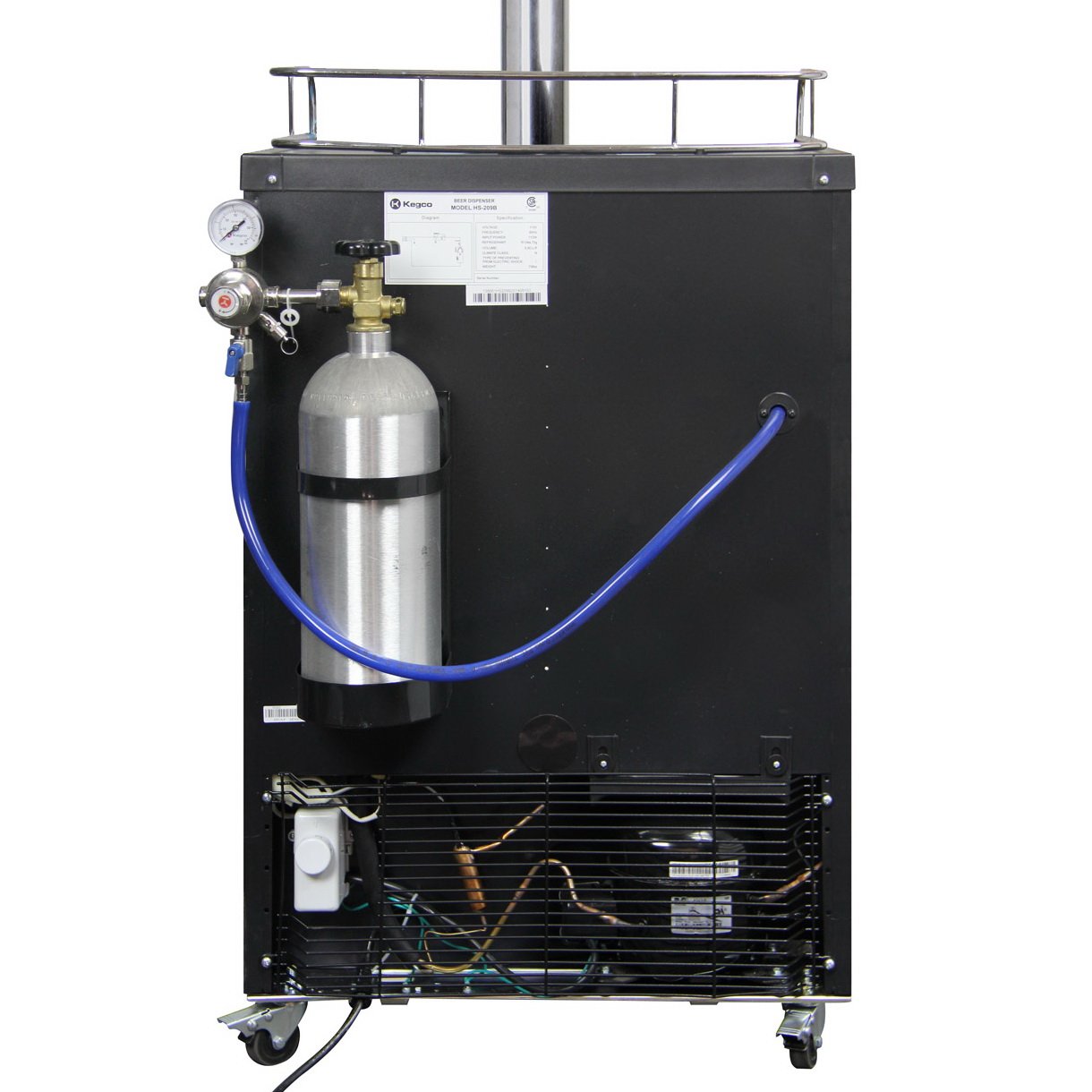 Kegco Two Faucet Digital Kombucha Keg Cooler - Black Cabinet with Black Stainless Steel Door