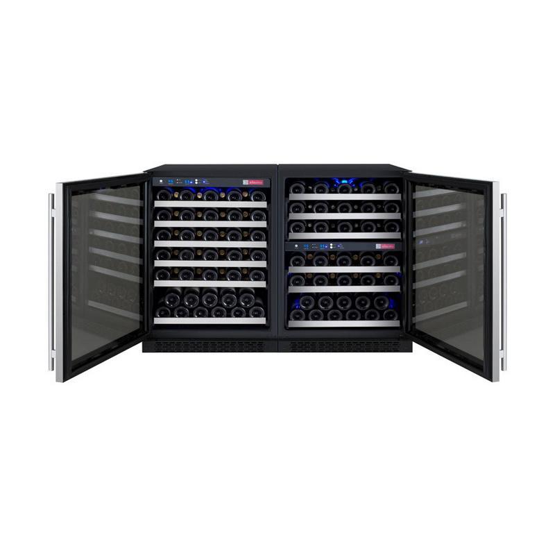 Allavino 112 Bottle Three Zone Stainless Steel Side-by-Side Wine Refrigerator