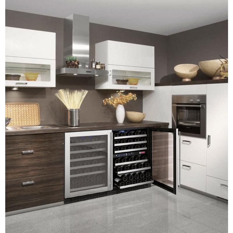 Allavino 112 Bottle Three Zone Stainless Steel Side-by-Side Wine Refrigerator