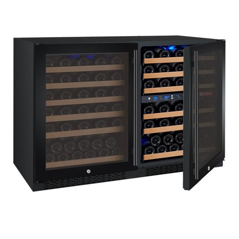 Allavino 112 Bottle Three Zone Black Side-by-Side Wine Refrigerator