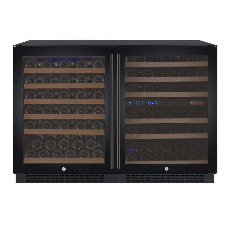 Allavino 112 Bottle Three Zone Black Side-by-Side Wine Refrigerator