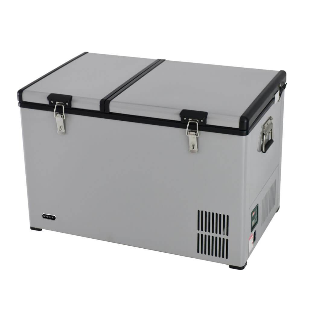 Whynter 90 Quart Dual Zone Portable Fridge/Freezer with 12V Option and Wheels FM-901DZ