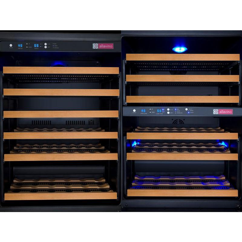 Allavino 112 Bottle Three Zone Black Side-by-Side Wine Refrigerator