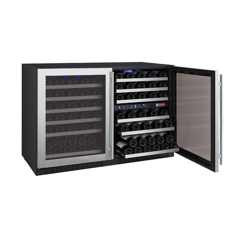 Allavino 112 Bottle Three Zone Stainless Steel Side-by-Side Wine Refrigerator