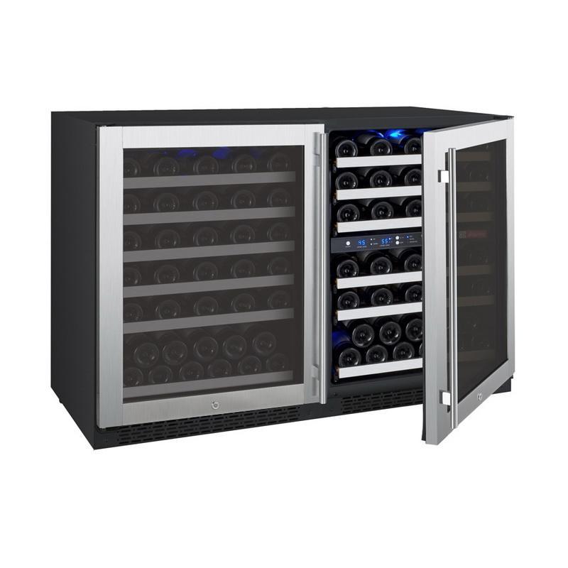 Allavino 112 Bottle Three Zone Stainless Steel Side-by-Side Wine Refrigerator