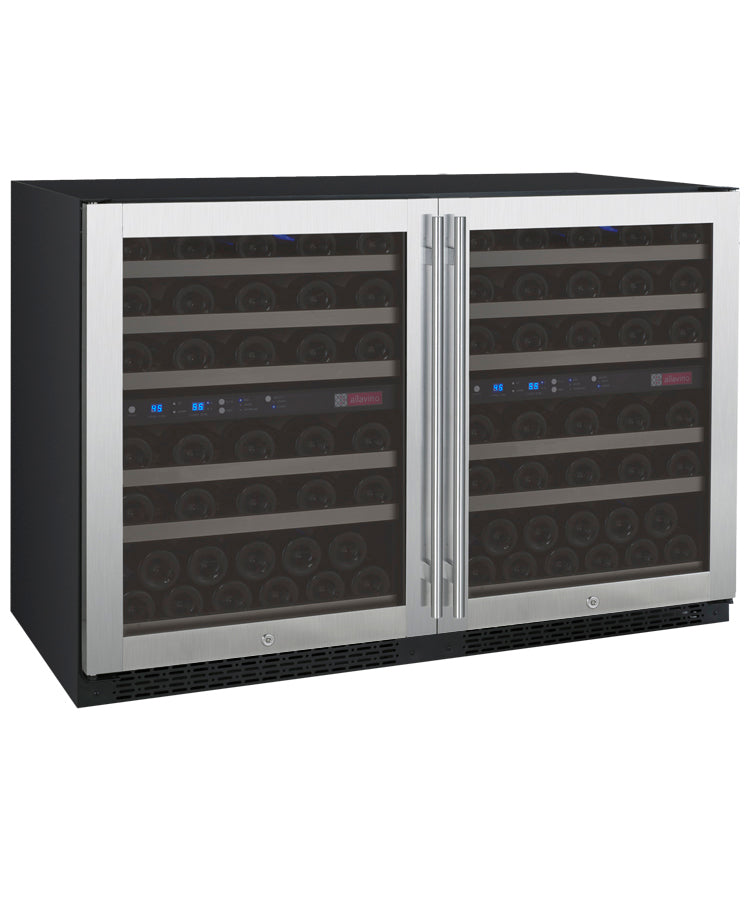 47" Wide FlexCount II Tru-Vino 112 Bottle Four Zone Stainless Steel Side-by-Side Wine Refrigerator